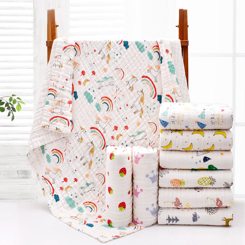 New Six-Layer Baby Gauze Bath Towel Cotton Children'S Towel Quilt Baby Cover Blanket Children'S Quilt Seersucker Bath Towel - Image 4